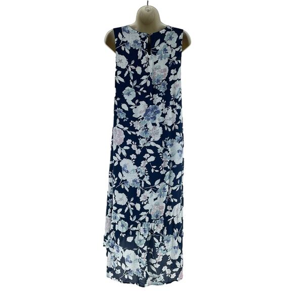 J. Jill Floral Printed Gauze Ruffle Hem Midi Dress Navy Blue Size XSP - Picture 7 of 10